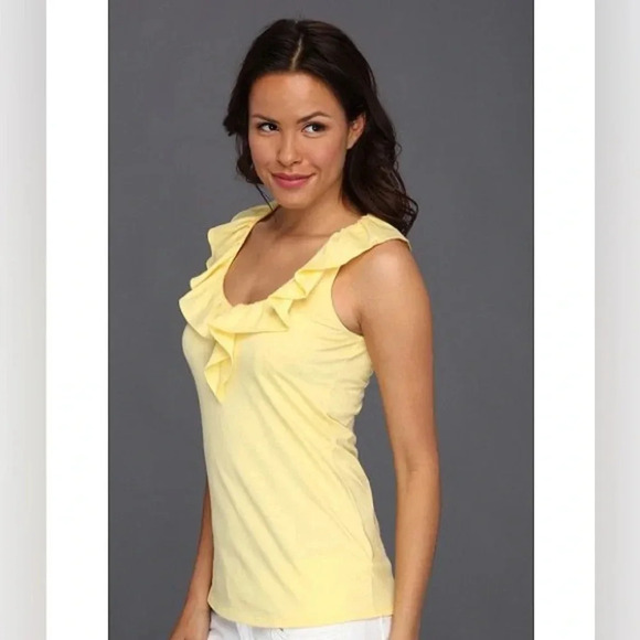 Lilly Pulitzer | Nadel Sunglow Ruffled Pima Cotton Tank Top - Size XS - Picture 1 of 6
